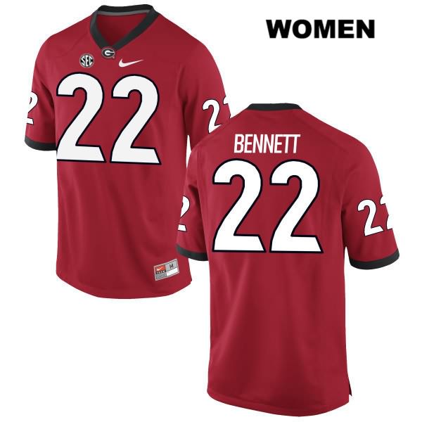 Georgia Bulldogs Women's Stetson Bennett #22 NCAA Authentic Red Nike Stitched College Football Jersey LGG6056JQ